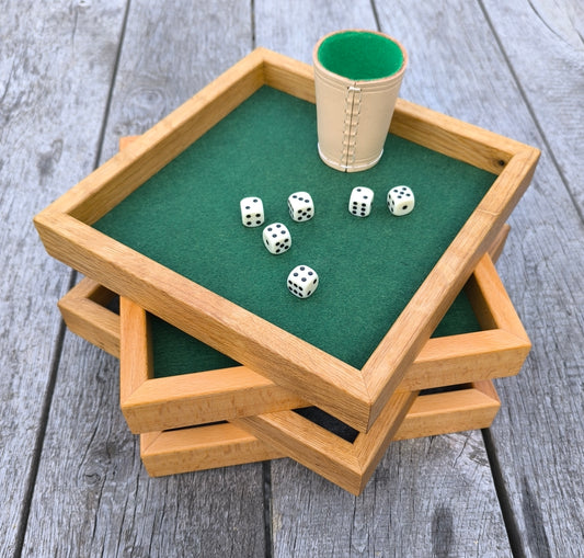 Würfelbrett, Eichenholz oder Buchenholz Spielbrett für Würfelspiele, Würfeltablett